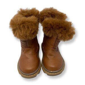 Toddler Girl Winter Snow Warm Boots With Faux Fur. Brown. Size 5.5
